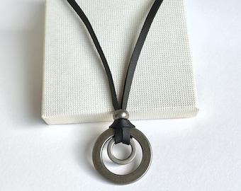 Leather Necklace - Mens Necklace - Mens Leather Necklace - Brown Leather Necklace - Adjustable Cord Necklace - Boyfriend Gift - Dad Gift