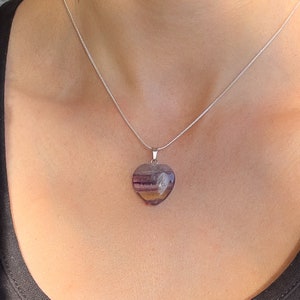 Fluoriet ketting - sterlingzilveren ketting - fluoriet ketting hart - paarse fluoriet ketting - fluoriet hanger - regenboogfluoriet