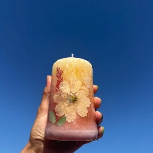 Handmade Pressed flower Candle Pillar