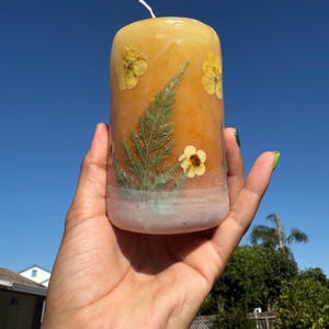 Handmade Pressed flower Candle Pillar