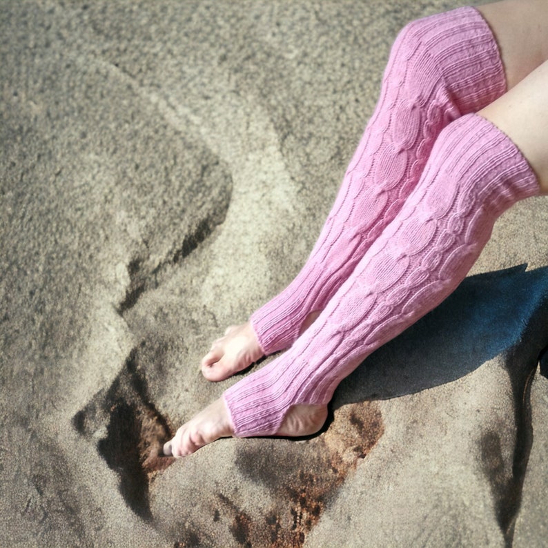 Handmade Pink Leg Warmers: Stylish & Toasty Warmth. image 7