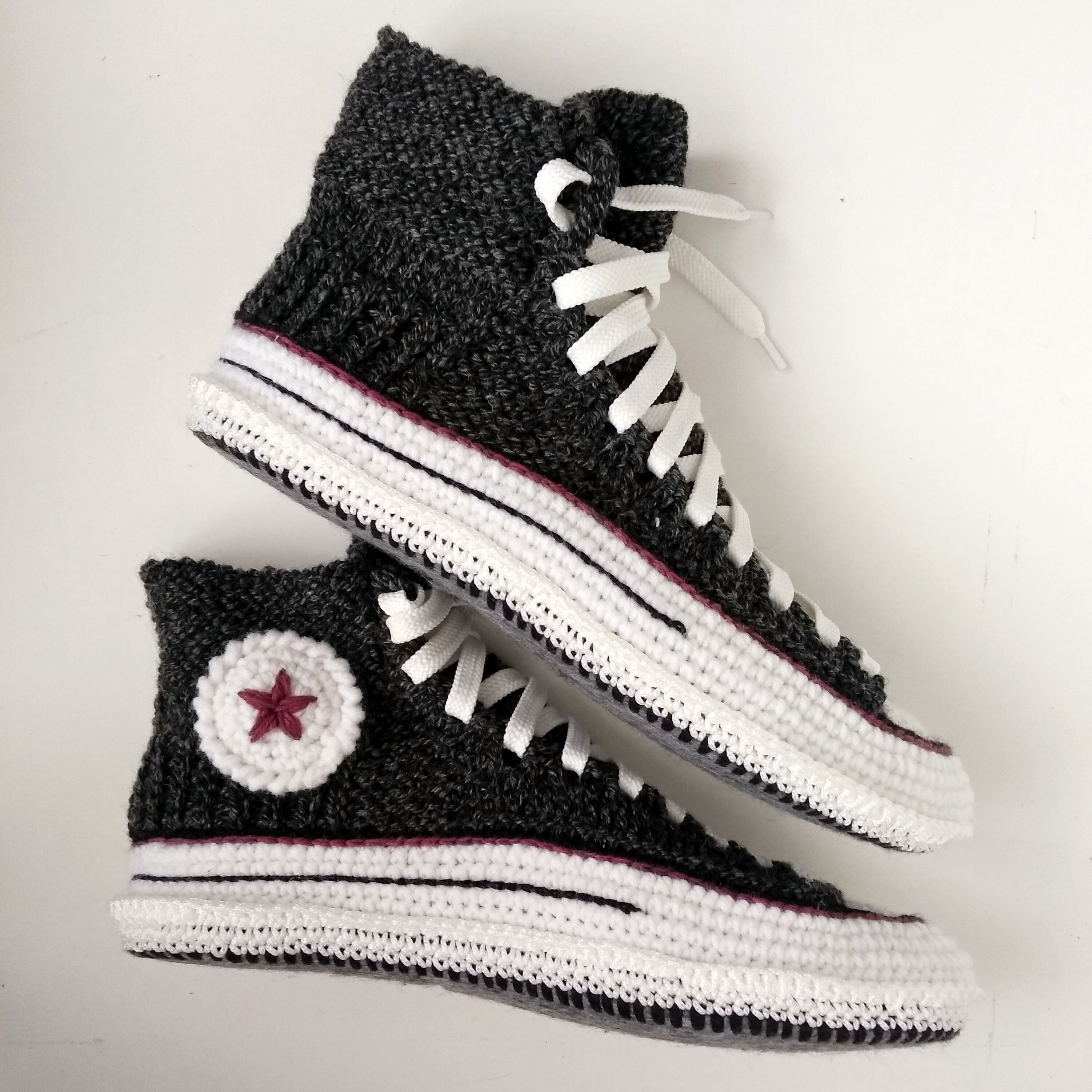 Knitted Gray Mens Converse Slippers Etsy