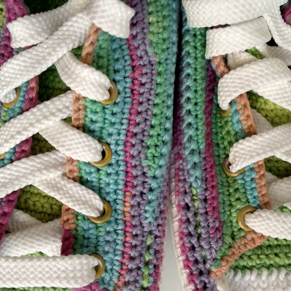 rainbow crochet converse