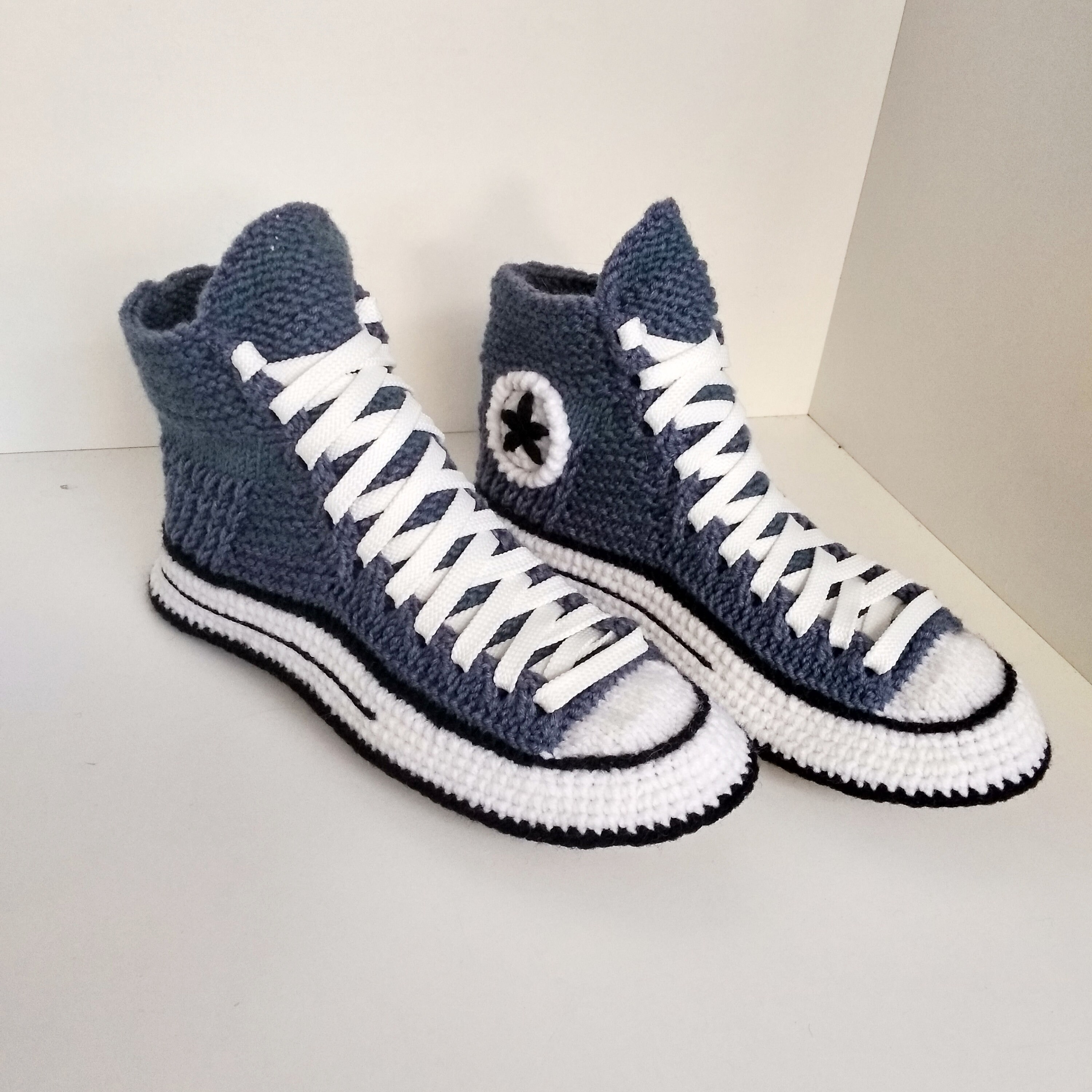 Knitted Men's Denim Converse Slippers Etsy