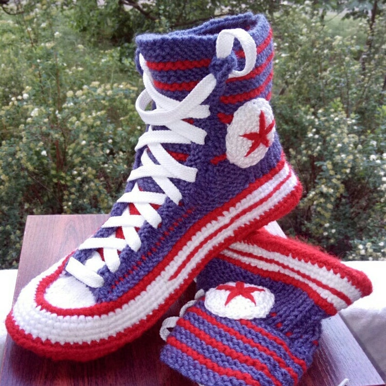 Knitted Men's Denim Converse Slippers Etsy