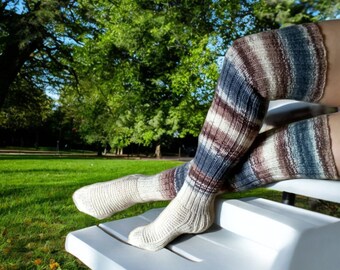 Stay Warm and Trendy with these Striped Thigh High Socks