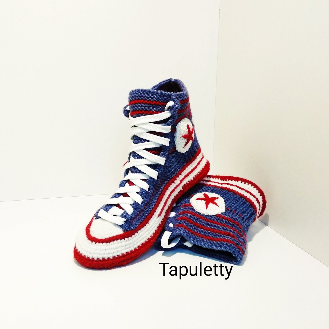 Knitted Men's Denim Converse Slippers Etsy