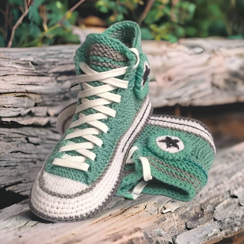 Cute Socks Crochet Slippers Wool Custom Sneakers House - Etsy