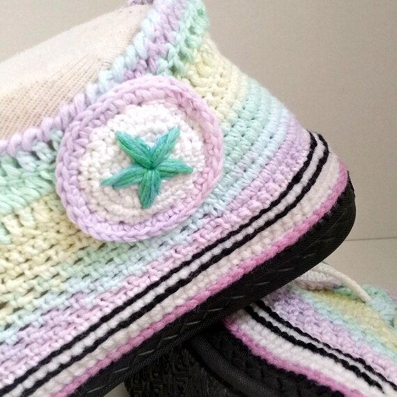 rainbow crochet converse