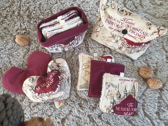 Harry Potter Carte du maraudeur coton lavable réutilisable avec panier  éponge, essuie-tout bouillotte sèche Zéro déchet Joyartdeco -  France