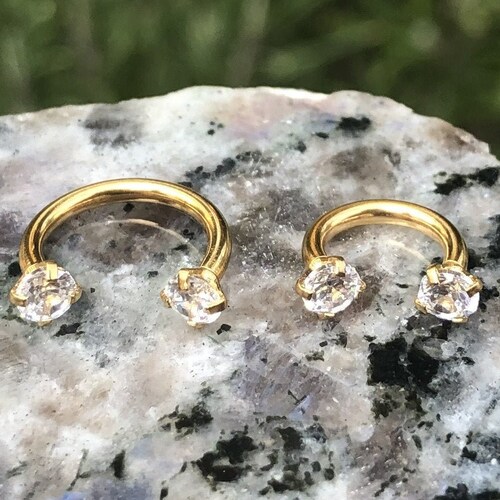 CZ Horseshoe Septum Ring Tragus Earring Horseshoe Circular Etsy