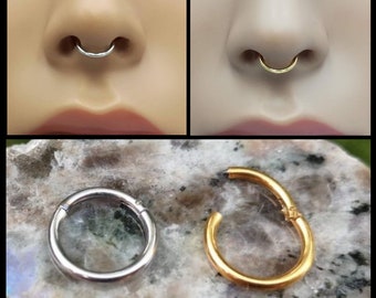 Septum Ring Clicker - Septum Ring- Septum Piercing - Septum Jewelry -16 Gauge 8mm Surgical Steel - Conch Ring - Conch Piercing - Nose Ring