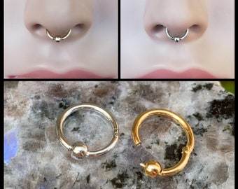 Septum Ring Clicker - Septum Ring- Septum Piercing - Septum Jewelry -16 Gauge 8mm Surgical Steel - Conch Ring - Conch Piercing - Nose Ring