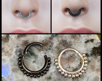 Septum Ring Clicker - Septum Hoop - Septum Piercing - Septum Jewelry -16 Gauge 8mm Surgical Steel - Conch Ring - Conch Piercing - Nose Ring