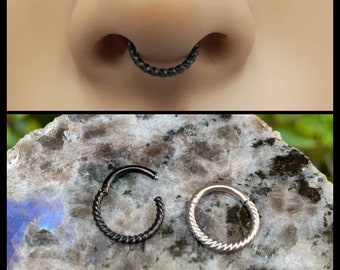 Septum Ring Clicker - Septum Hoop - Septum Piercing - Septum Jewelry -16 Gauge 8mm Surgical Steel - Conch Ring - Conch Piercing - Nose Ring