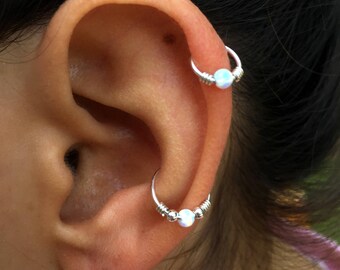 Conch Earring, Conch Piercing, Conch Hoop, Conch Piercing Jewelry, Conch Piercing Hoop, Conch, 925 Sterling Silver Conch, Piercing,Opal Hoop