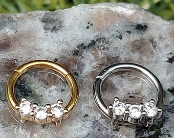 Septum Ring Clicker - Septum Hoop - Septum Piercing - Septum Jewelry -16 Gauge Surgical Steel - Conch Ring - Conch Piercing - Nose Ring