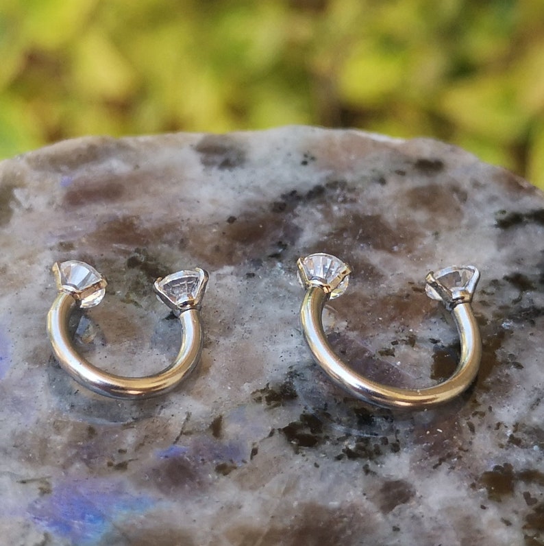 CZ Horseshoe Septum Ring Tragus Earring Horseshoe Circular Etsy