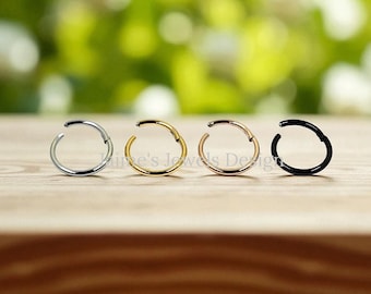 Clicker Nose Ring Hoop Surgical Steel/Titanium Seamless Hinged Clicker Hoop Septum Daith Cartilage Helix Tragus Conch Lip Tiny Hoop Earring