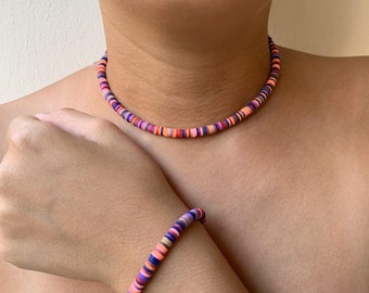 SALE 50% OFF Colorful Necklace & Bracelet Surfer Necklace Choker Necklaces Summer Necklace Boho Jewelry Boho Necklaces
