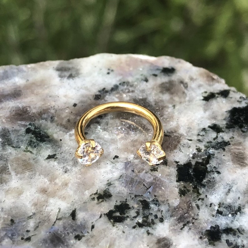 CZ Horseshoe Septum Ring Tragus Earring Horseshoe Circular Etsy