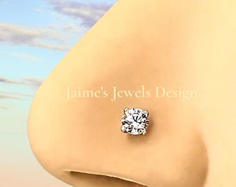 Implant Grade Titanium CZ Nose Ring Stud | Tiny Diamond Look Nose Stud Piercing Jewelry | Minimalist Nose Ring Jewelry | Tiny Cute Stud