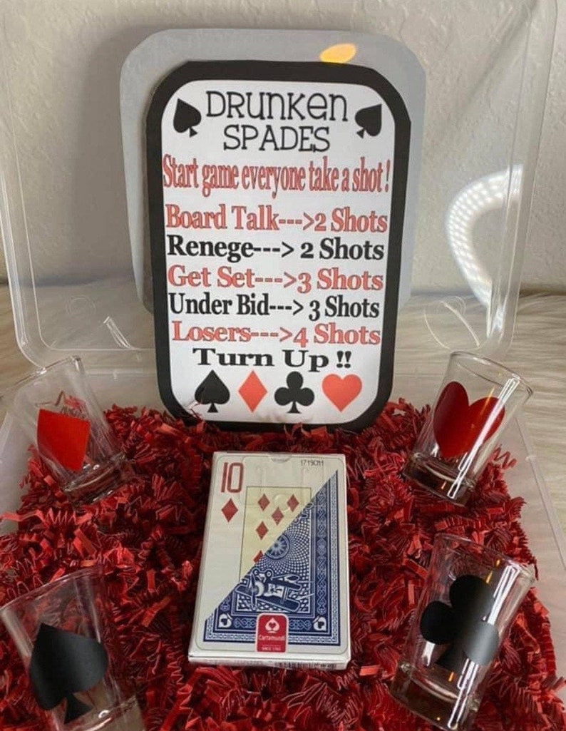 Drinking Games Spades Drunken Spades Party Games Card Etsy