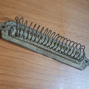 Antique Vintage Victorian Brass Spiral Wire Letter Rack, 1886