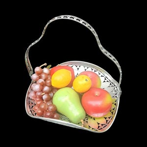 Antique VB Silver Plate bride’s basket, "Sheffield England" Victorian Pierced Bridal Basket 1890 ( 9" x 8.5") Monogram"M"