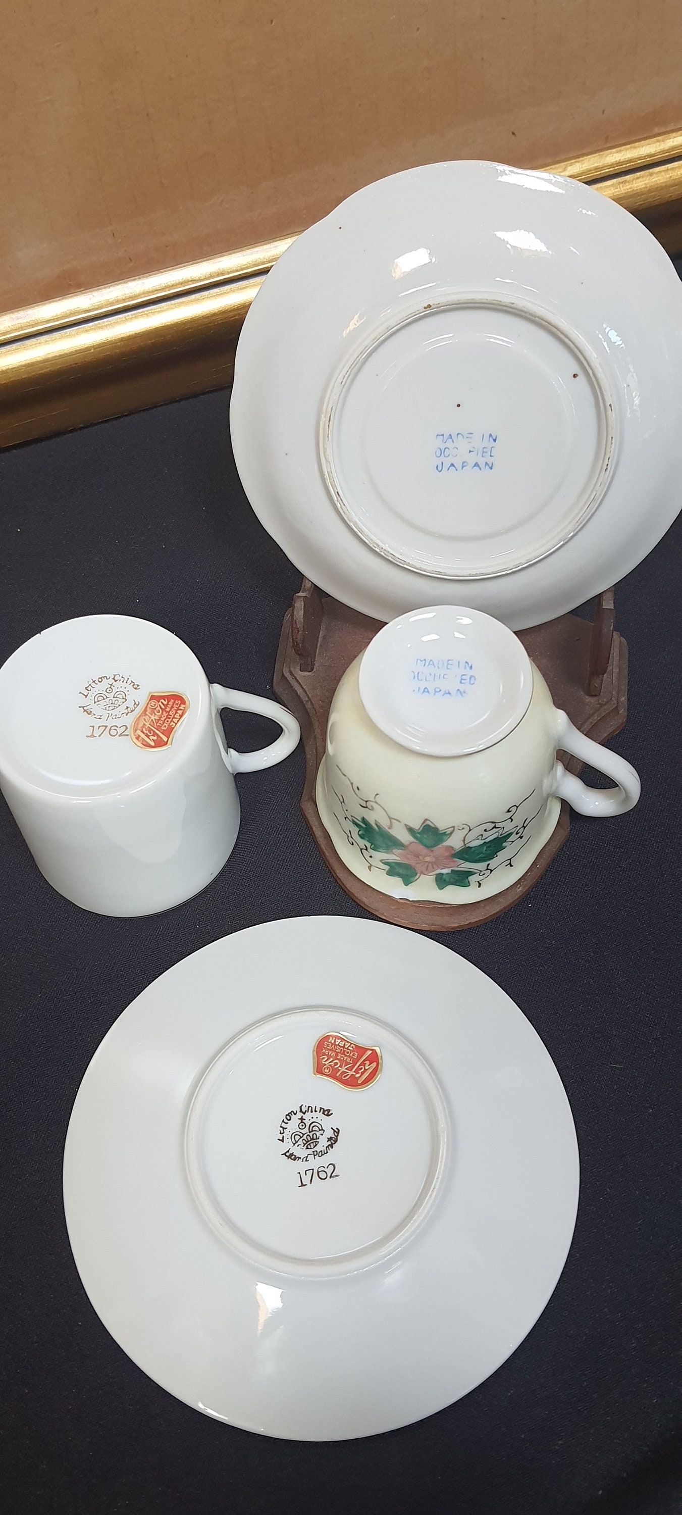 MINI Tea Cup Sets, Wood Display Stand,vintage Lefton Christmas Holly ...