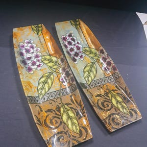 17.5" Serving Tray Platter (2pcs) Ceramic Rectangular Platter/Tray with Flower by D'Lusso Designs
