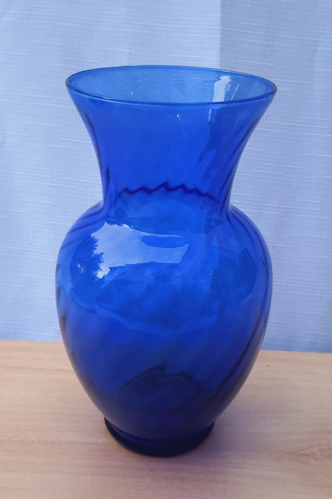 9 Vintage Cobalt Blue Swirl Glass Vase, Blue Glass Flowers Vase, Home