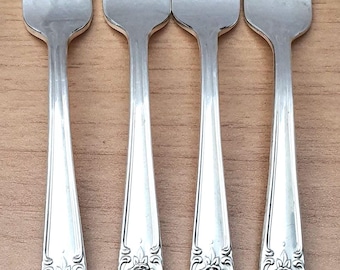 4 Old Community Plate dinner Forks, "Rose Service" Monogram K, Flatware Set of 4, Silverplate Flatware, Oneida Community, Vintage Community