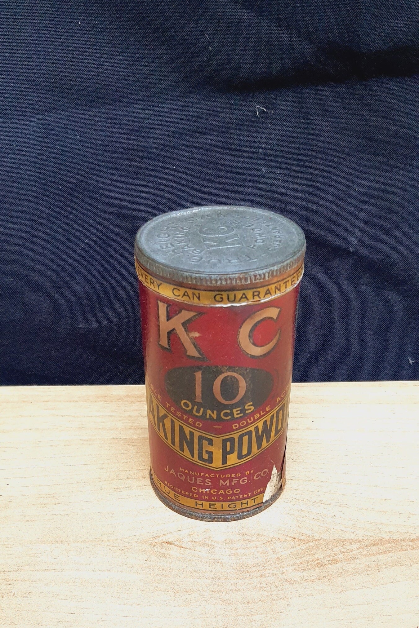 Antique 1898 K C Baking Powder Tin 10 Oz. Chicago Unopened