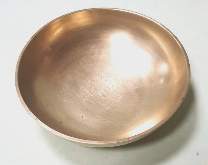 Vintage Solid Brass Bowl Etched Floral Made in China Small Etsy