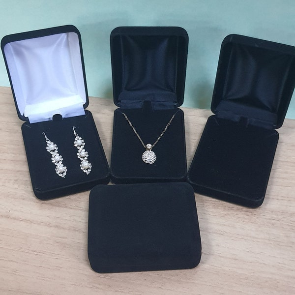 Jewelry box, gift box, packaging box, metal box, Black velvet necklace or earrings boxes / pendant boxes/ jewelry gift boxes