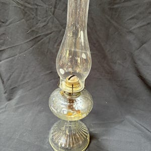 Antique pedestal glass whale oil lamp P&A MFG. Co, large oil lamp lantern, wick brass burner 19.5&quot; x 6&quot;