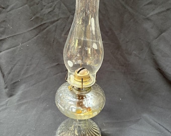 Antique pedestal glass whale oil lamp P&A MFG. Co, large oil lamp lantern, wick brass burner 19.5" x 6"