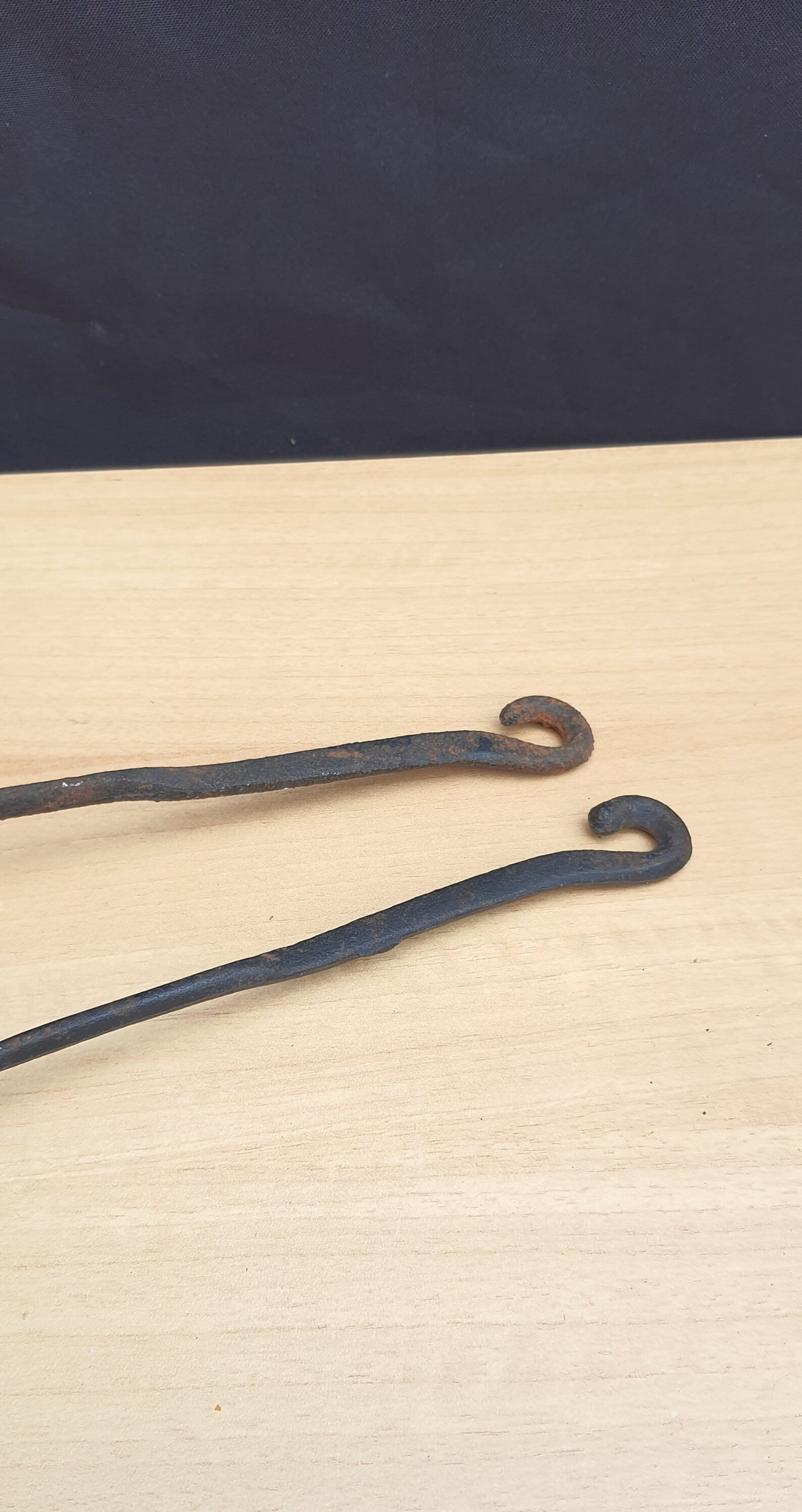 2 Antique Large Cast Iron Spoons, 10.5