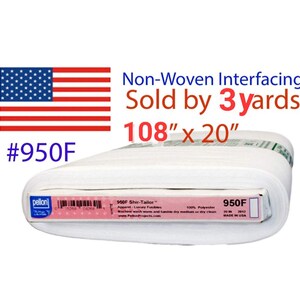 3 Yards Pellon 950F ShirTailor Fusible Non-Woven Interfacing / USA / Ship same or next day