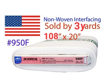 3 Yards Pellon 950F ShirTailor Fusible Non-Woven Interfacing / USA / Ship same or next day