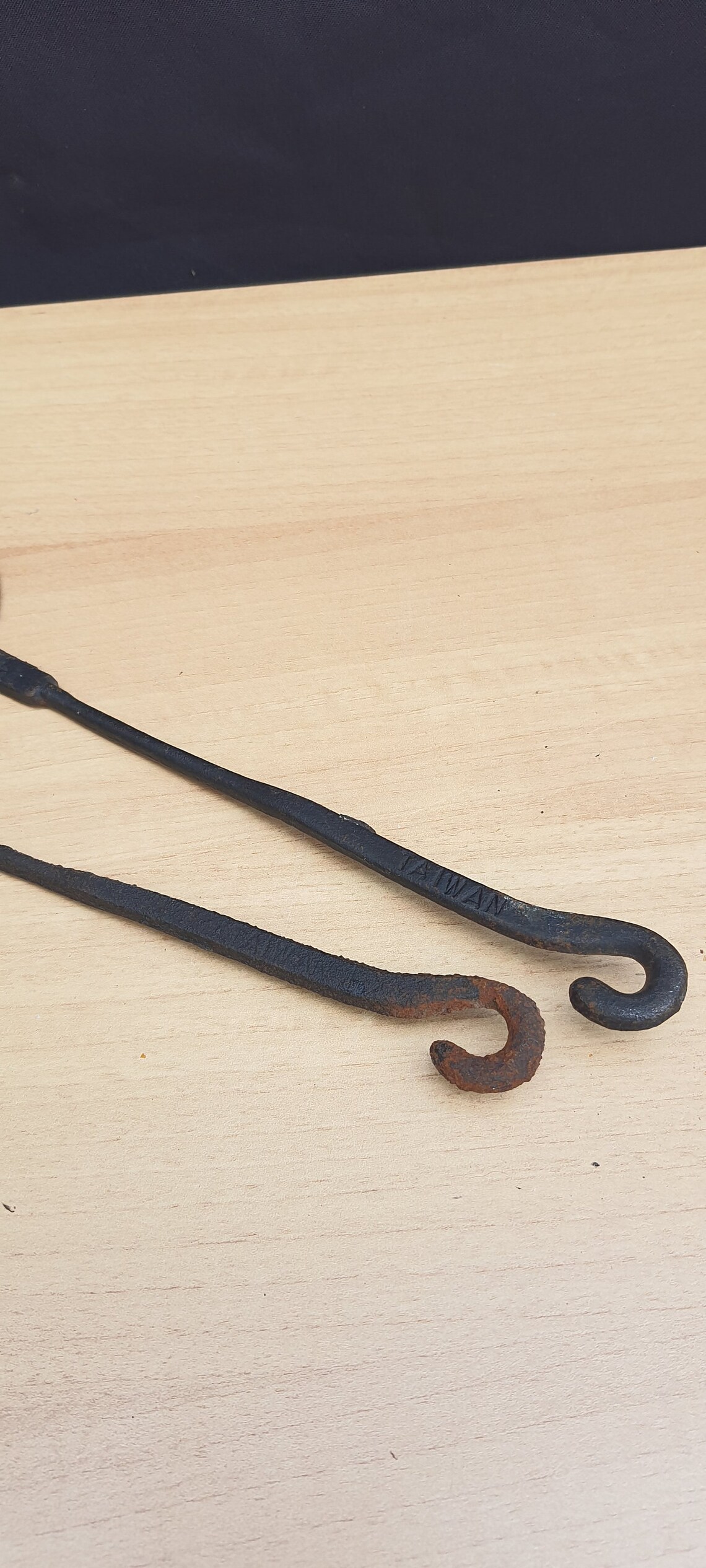2 Antique Large Cast Iron Spoons, 10.5