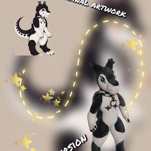 Plush toy from drawing. Chibi plushie. Collection doll. Furry plush.