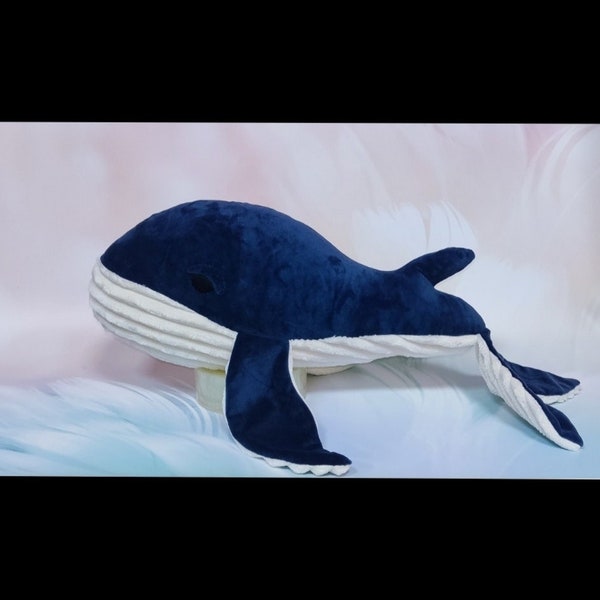 Plush whale. Big toy. Animal stuffed. Decor for the nursery. Softie doll