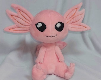 Ajolote de peluche, anfibio. Juguete suave hecho a mano. Compra un ajolote de peluche personalizado.
