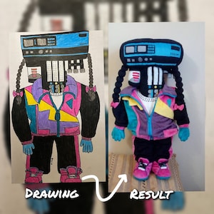 Personalized plush from drawing. Collection plush doll. Individual plushie.