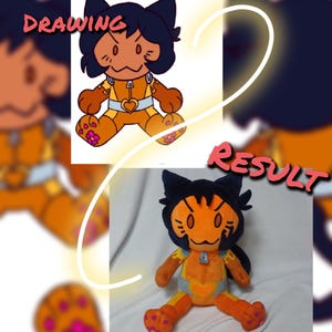 Plush toy from drawing. Chibi plushie. Collection doll. Furry plush.
