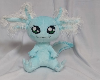 Ajolote de peluche, anfibio. Juguete suave hecho a mano.