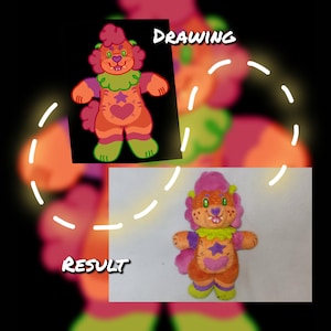 Plush toy from drawing. Chibi plushie. Collection doll. Furry plush.