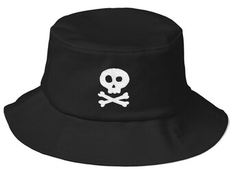 Skull bones pirate jolly roger Old School Bucket Hat